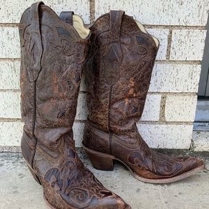 Corral Brown Western snip toe cowboy boots